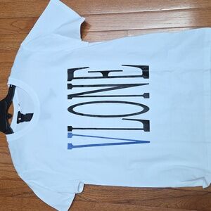 VLONE White Snake Tee with Black and Blue Lettering S